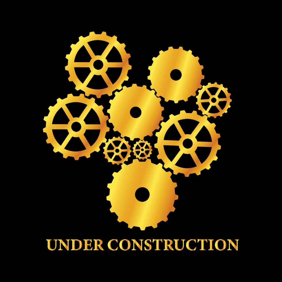 illustration graphic vector under construction for your website. golden gear icon