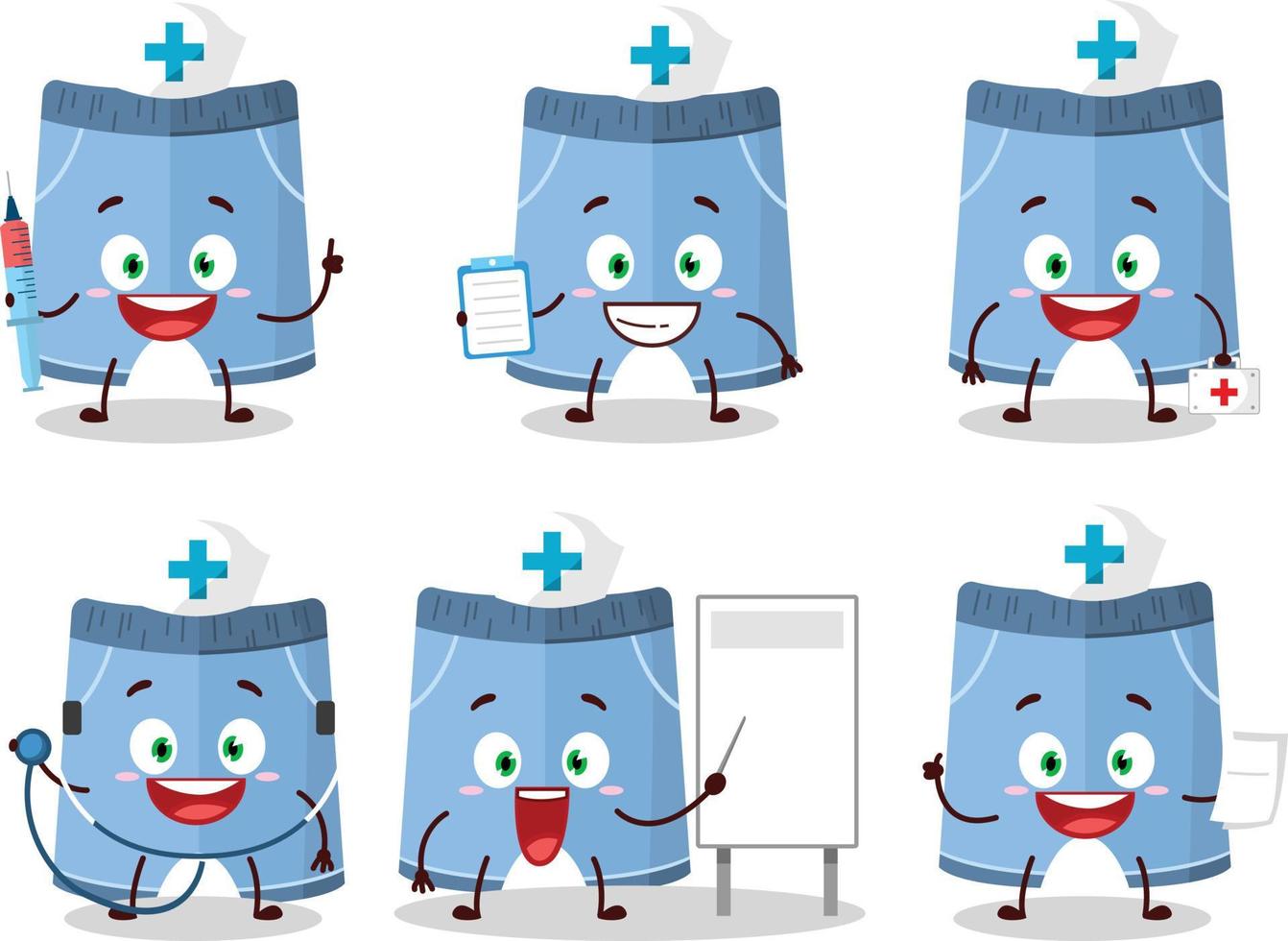 médico profesión emoticon con pantalones cortos dibujos animados personaje vector