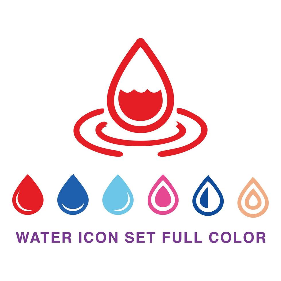 Water drop icon, vector illustration. Flat design style eps 10, Water drop icon set full color. Suitable for designs with water droplets or other liquid droplets