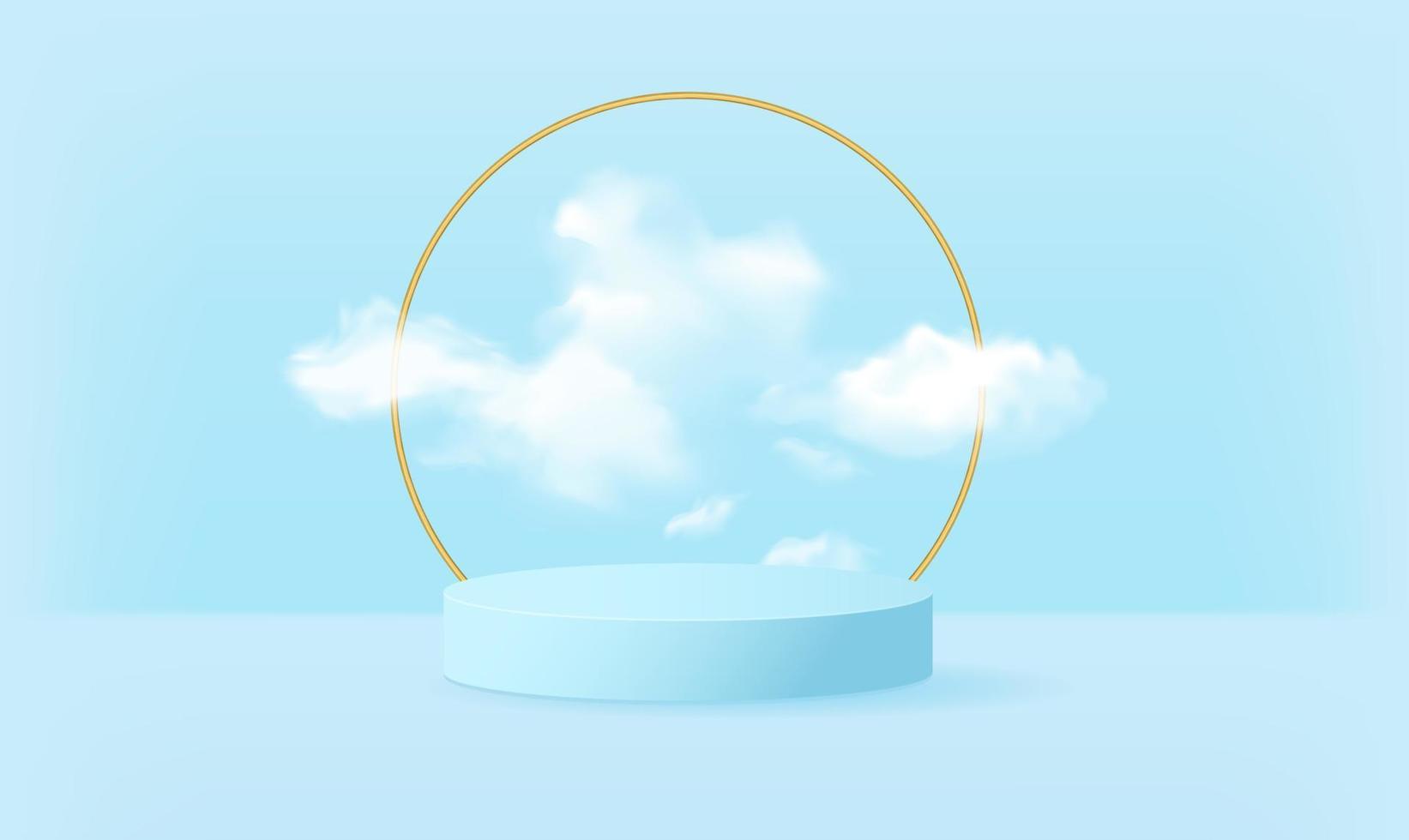 Background product display rendered geometric shape with podium and minimal cloudy scene.Vector illustration vector