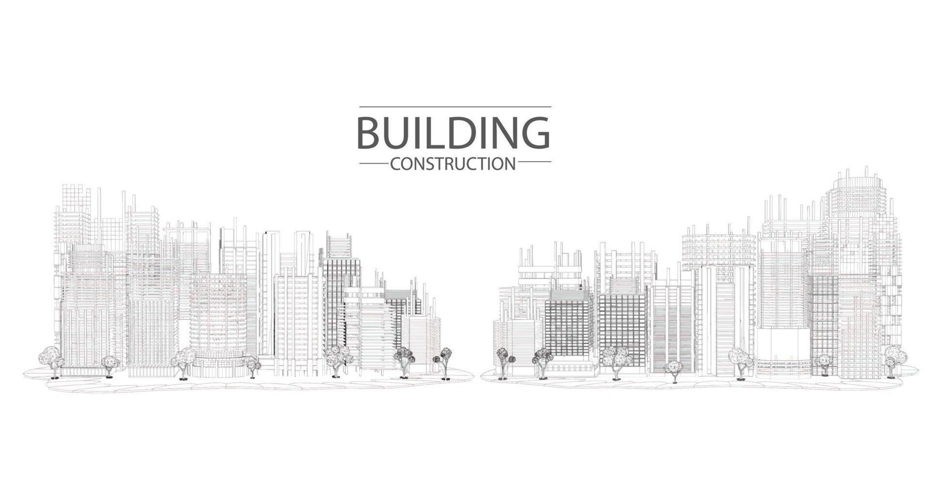 Building construction plan facades architectural sketch.Vector illustration vector