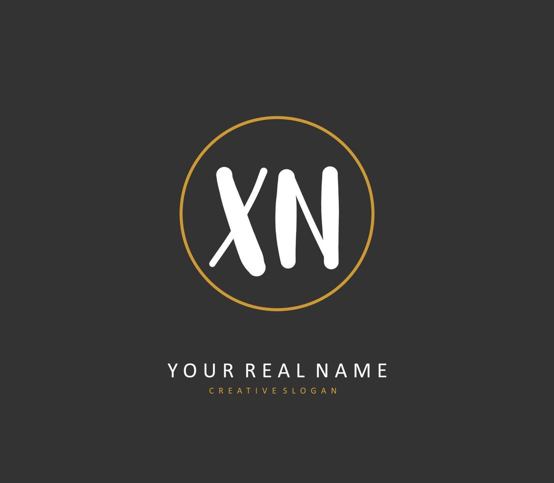 X N XN Initial letter handwriting and  signature logo. A concept handwriting initial logo with template element. vector