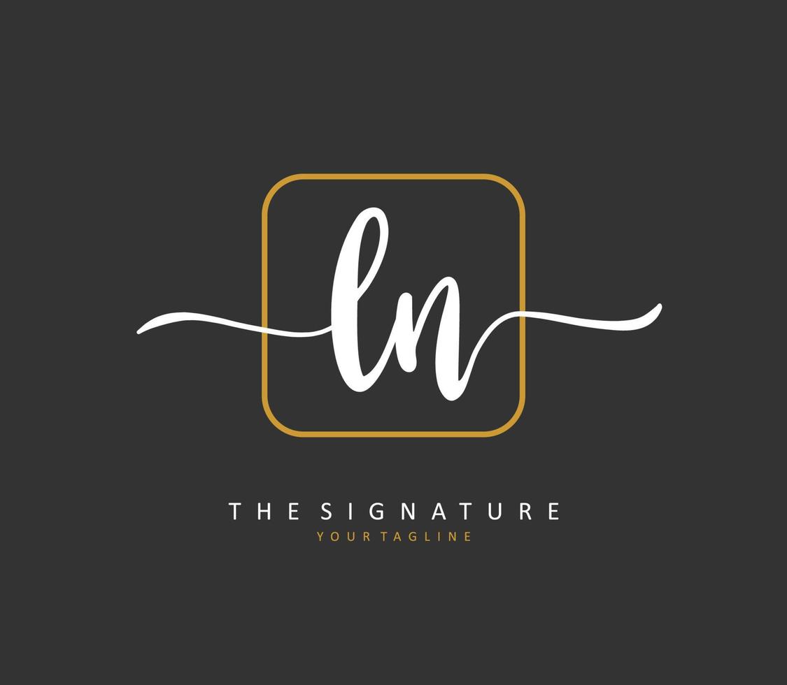 L N LN Initial letter handwriting and  signature logo. A concept handwriting initial logo with template element. vector