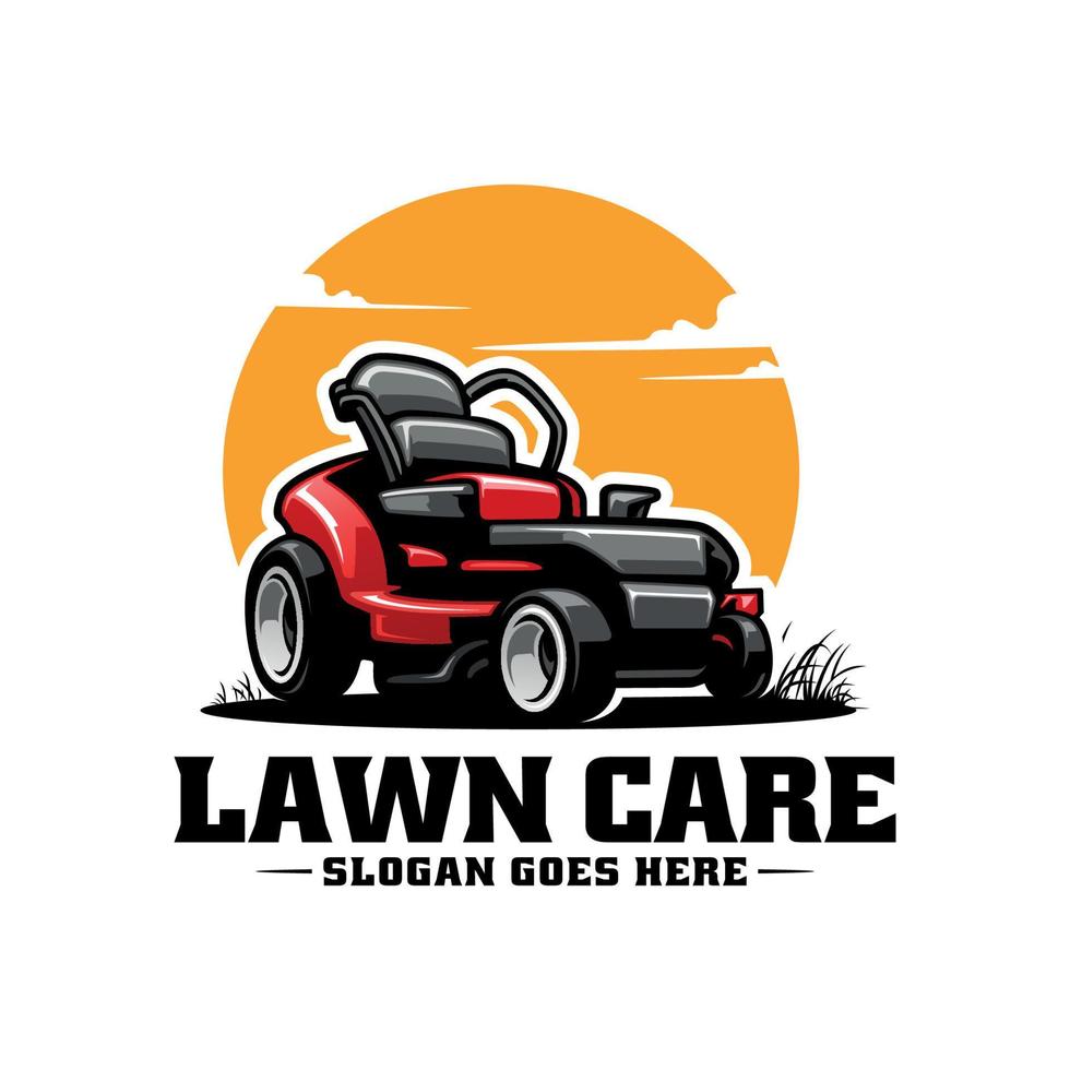 Lawn mower illustration logo vector