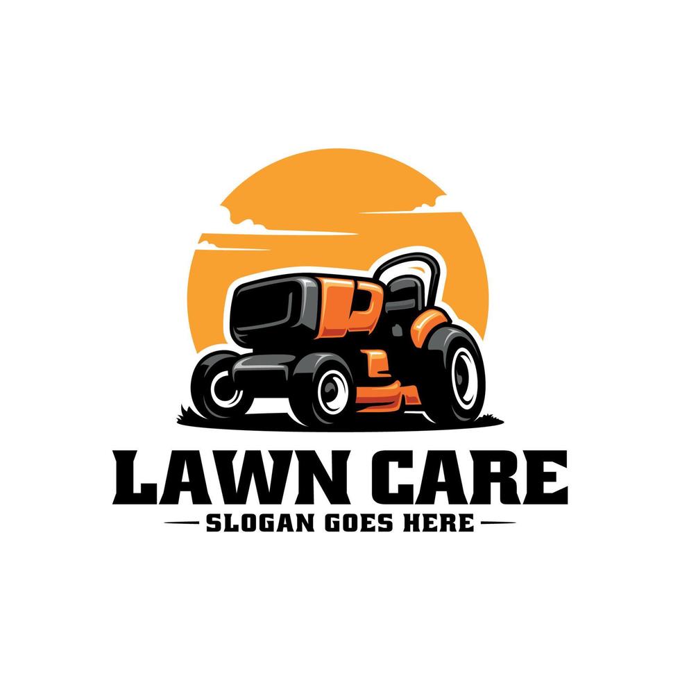 yellow lawn mower illustration logo vector