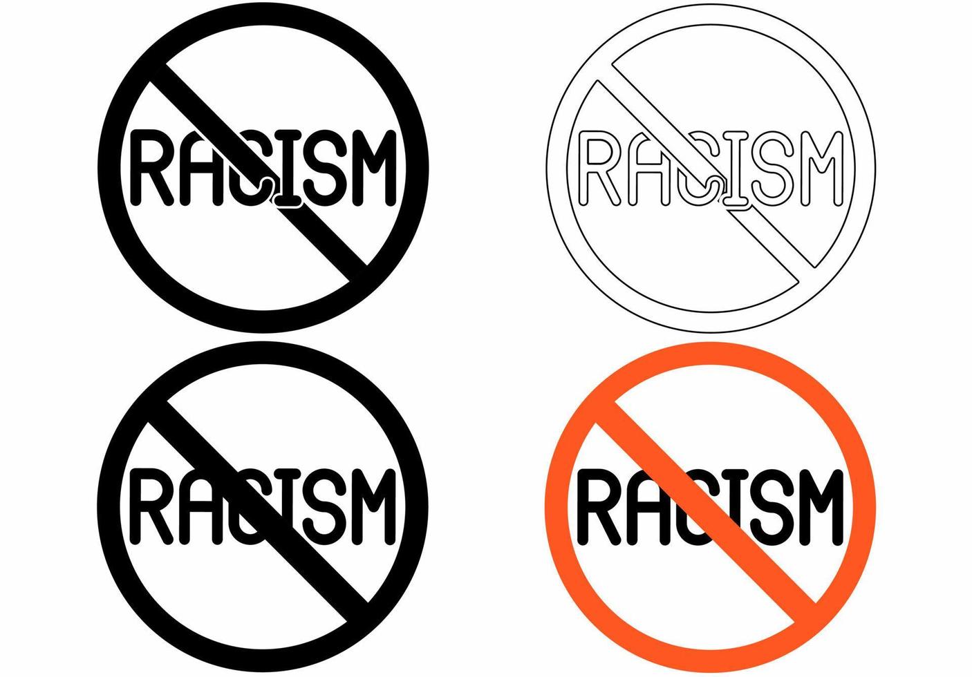 no racism sign set isolated on white background vector