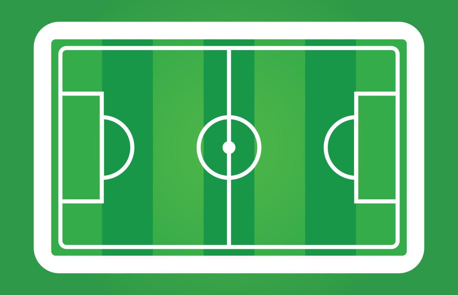 Vector illustration of a stripped green soccer field in flat cartoon style