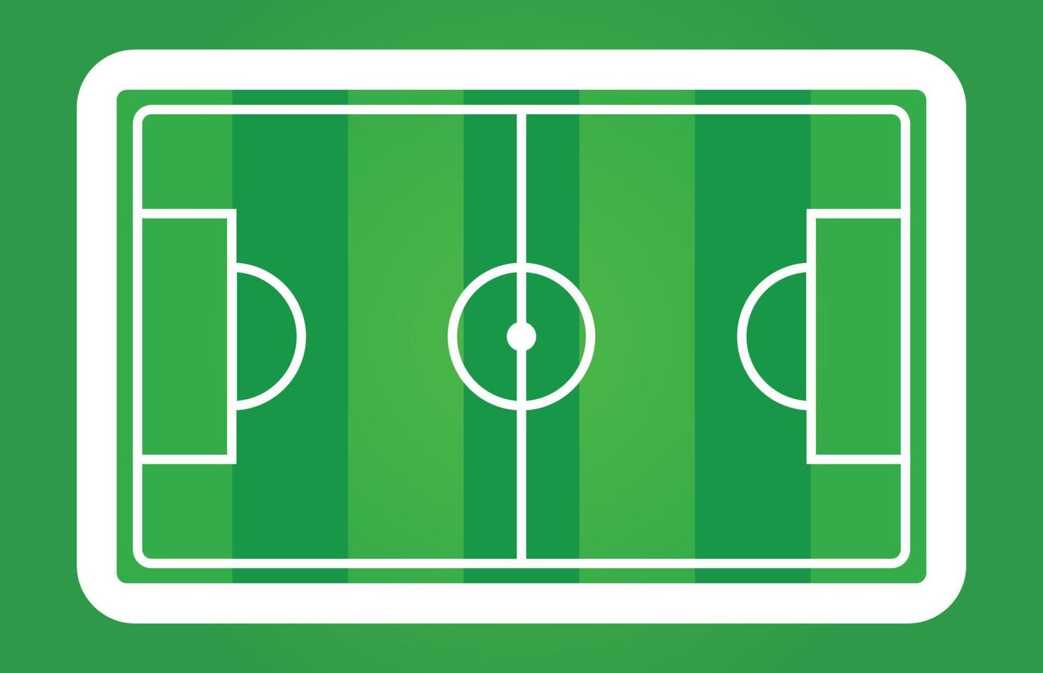 Vector illustration of a stripped green soccer field in flat cartoon style