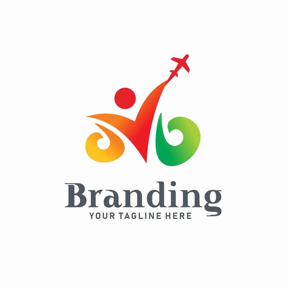 icon logo design of man holding airplane, for travel business, travel business logo and the like vector