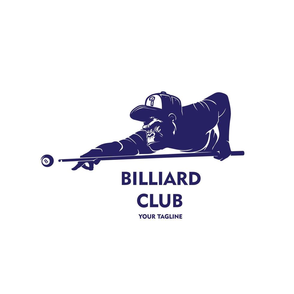 vintage logo monkey billiard vector illustration