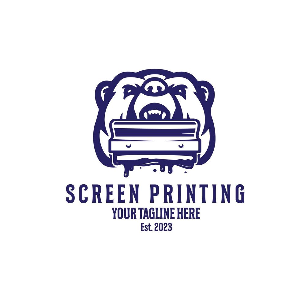 logo bear screen printing vector illustration