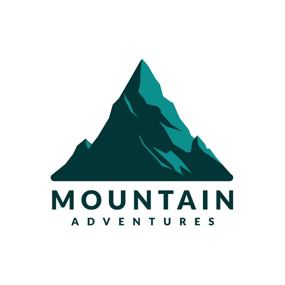 montaña logo plano diseño azul color vector ilustración