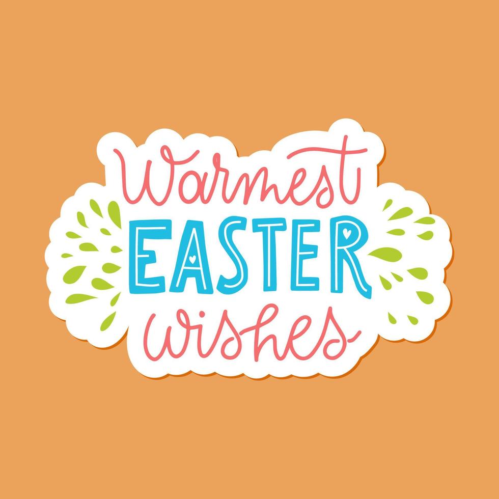 Joyful Happy Easter hand-drawn lettering for greeting cards, social media posts, stickers. Colorful candy pastels spring vector illustration in flat style.