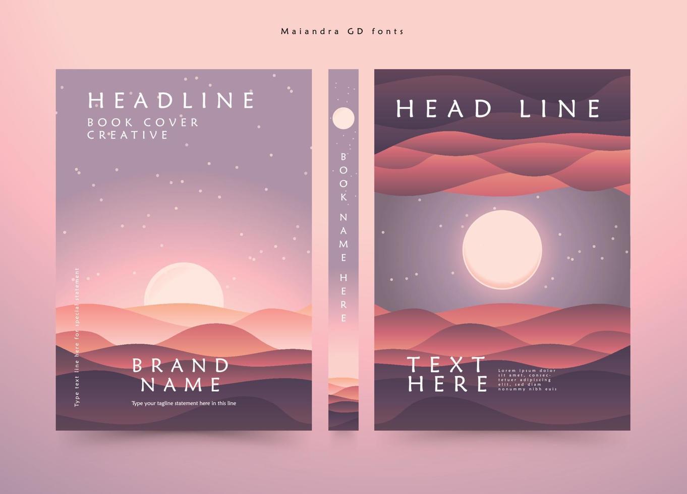 Book Cover pink sand elegant design creative softcover poster flyer and brochure design vector