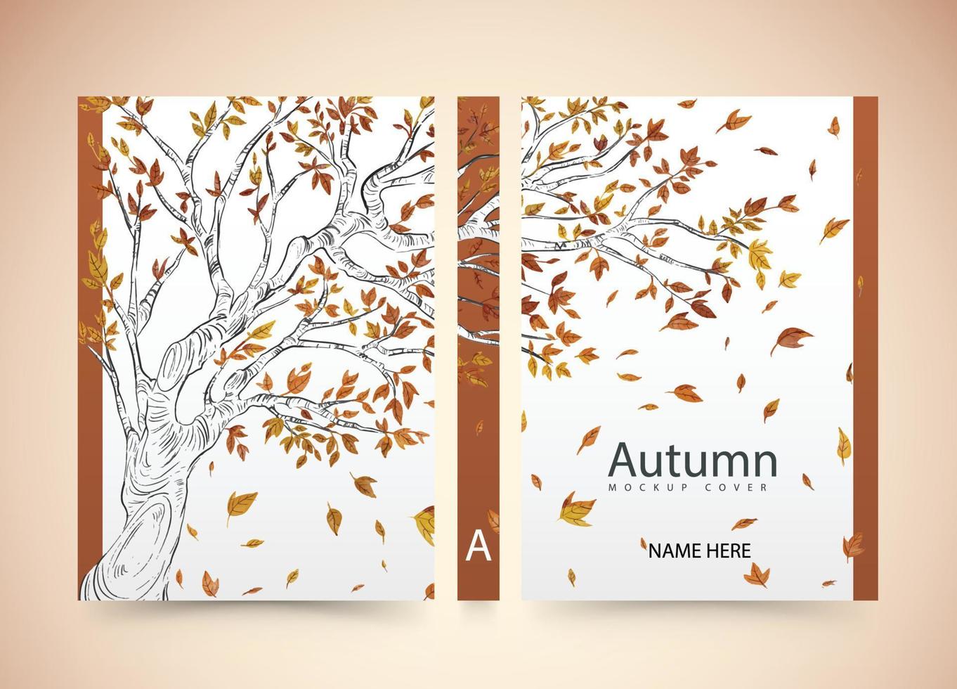 Book Cover orange autumn tree art design vector booklet cover poster design