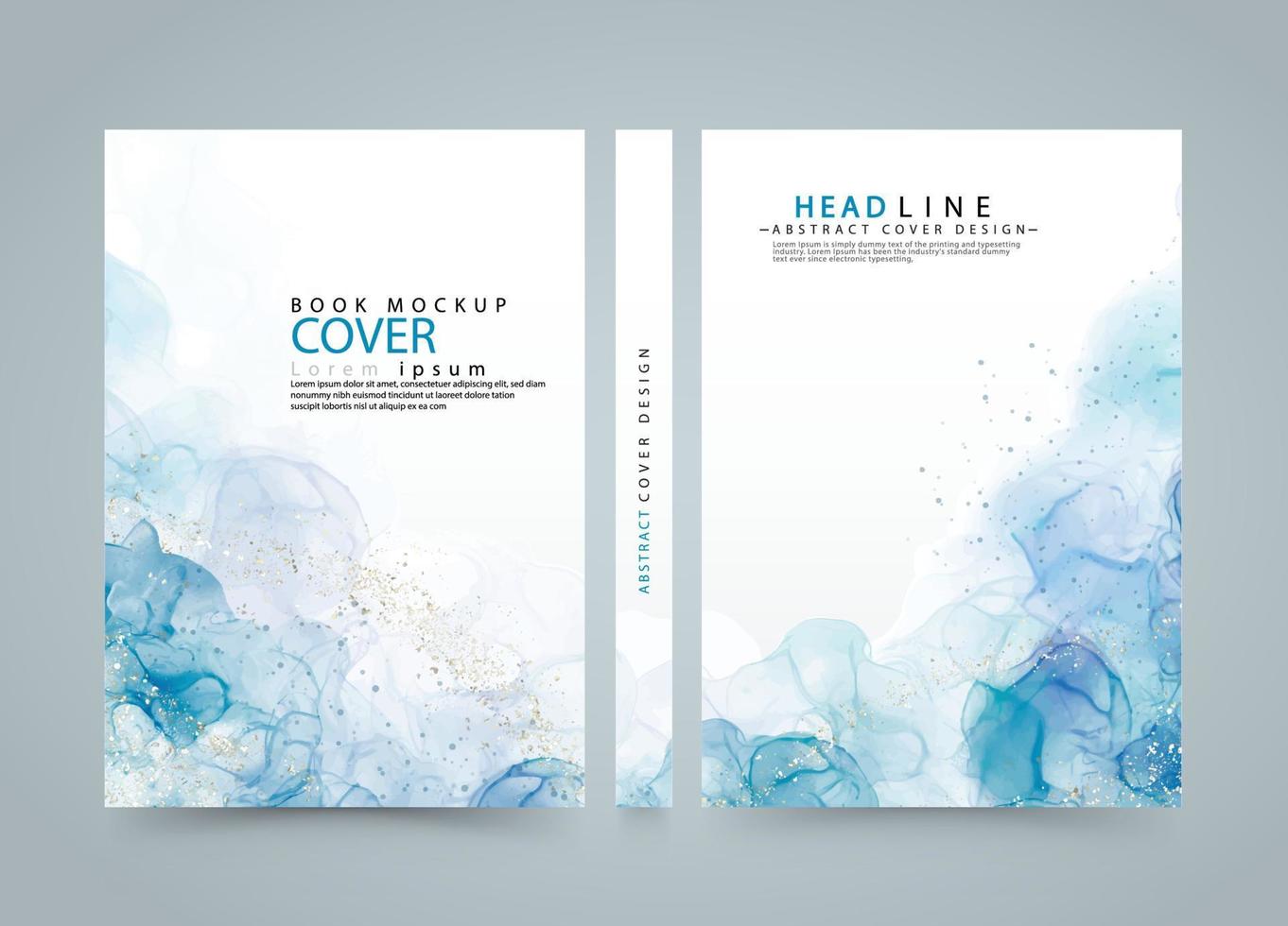 Book Cover blue abstract watercolor design booklet cover poster flyer and brochure design vector