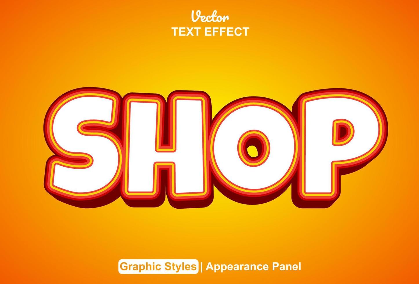 tienda texto efecto con naranja color gráfico estilo editable vector