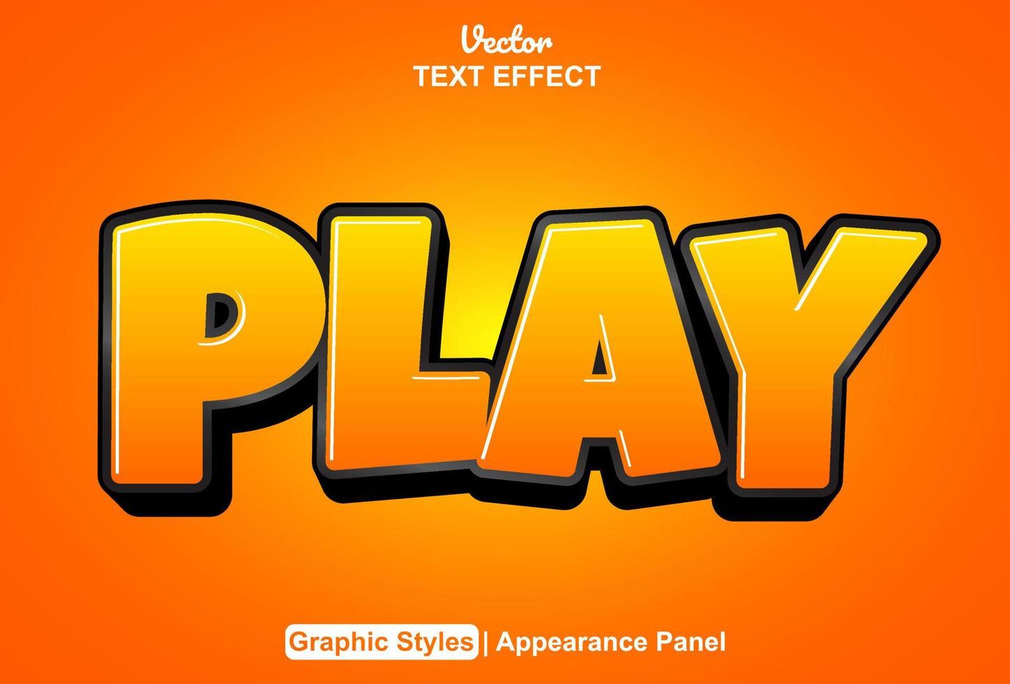 play text effect with orange color graphic style editable vector