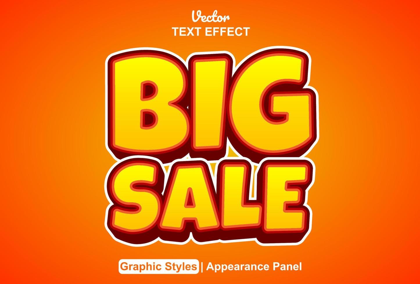 big sale text effect with orange color graphic style editable vector