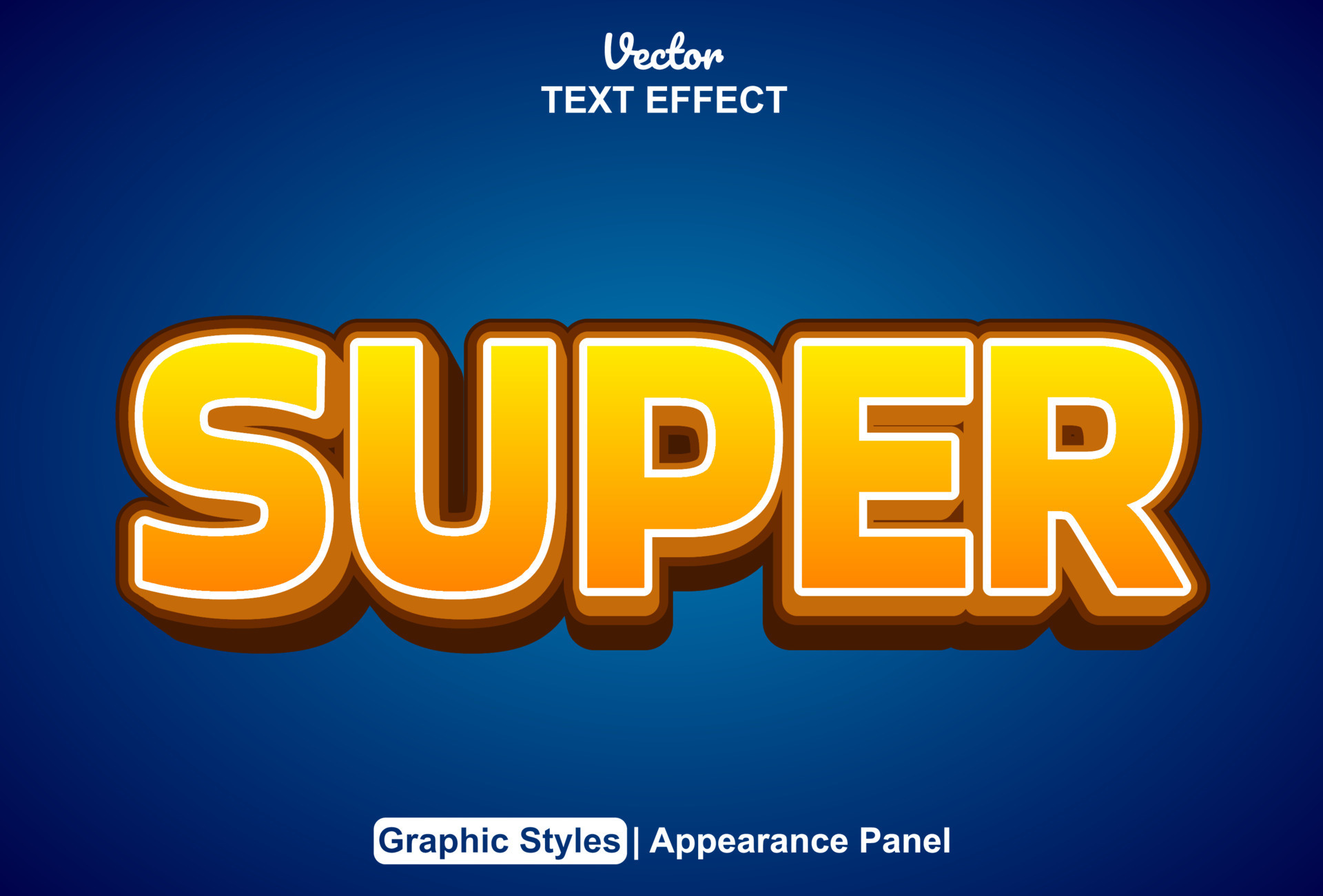 Super Text Effect With Orange And Blue Color Graphic Style Editable