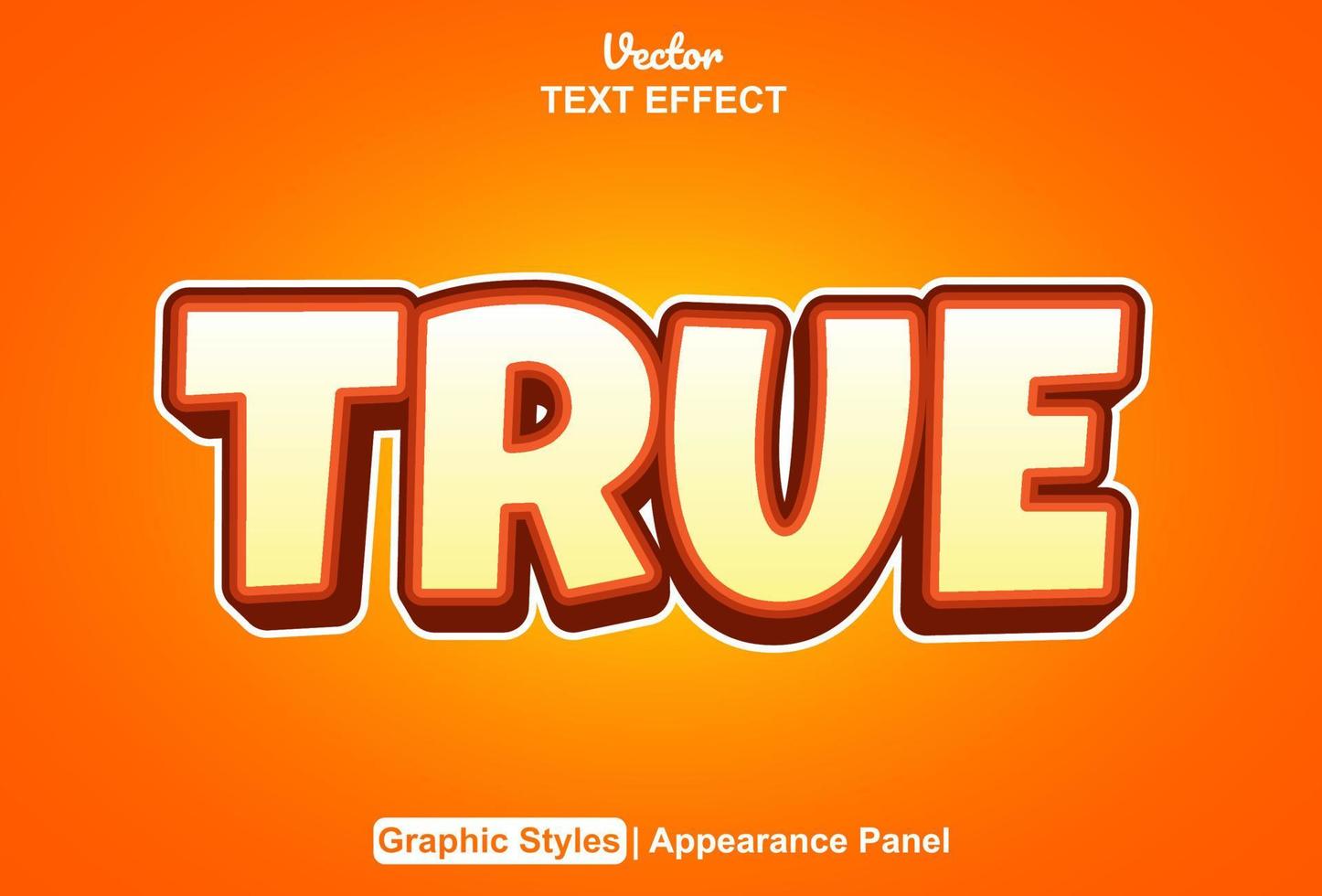 true text effect with orange color graphic style editable vector