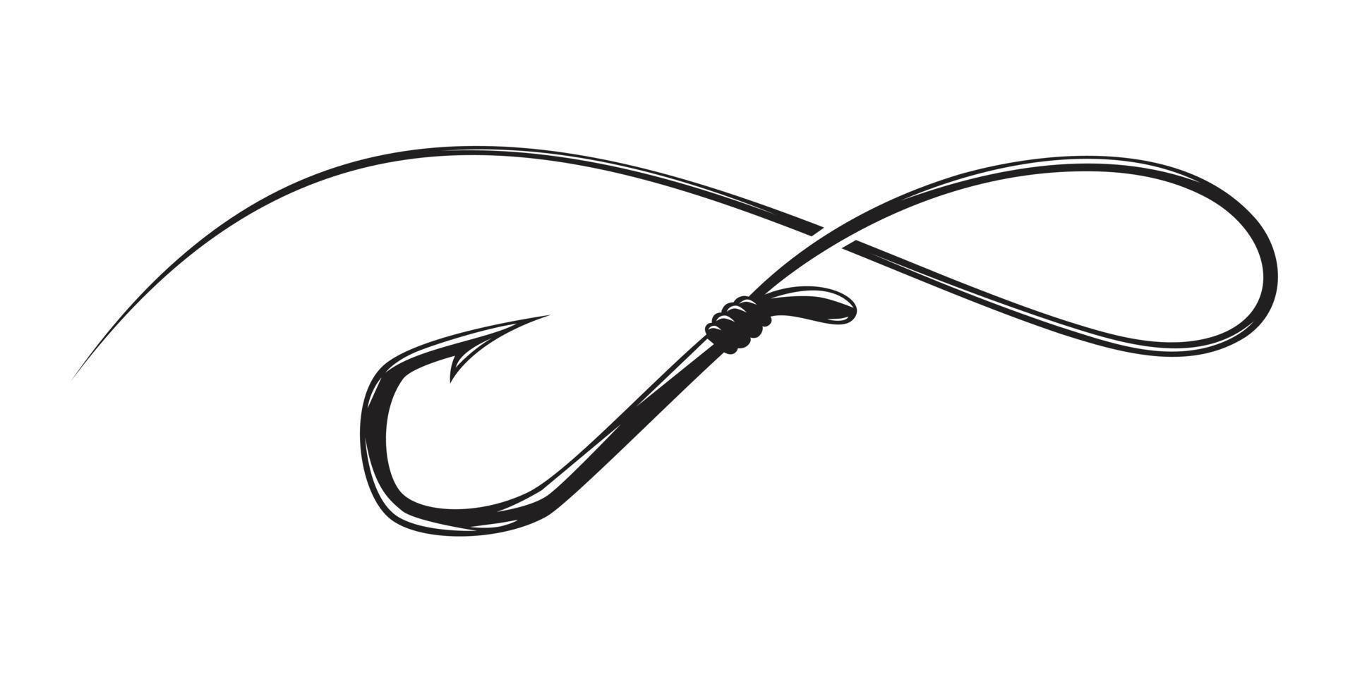 Draw a black hook and a curved line. vector