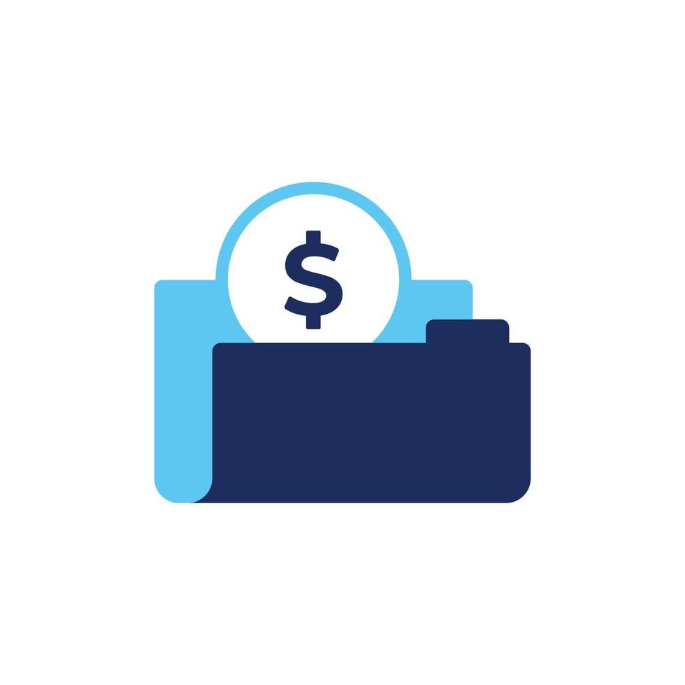 vector icon concept of dollar bills in a folder. Can be used for banking, financial, finance, payments, taxes, office, economy, technology, business. Can be for web, website, poster, apps