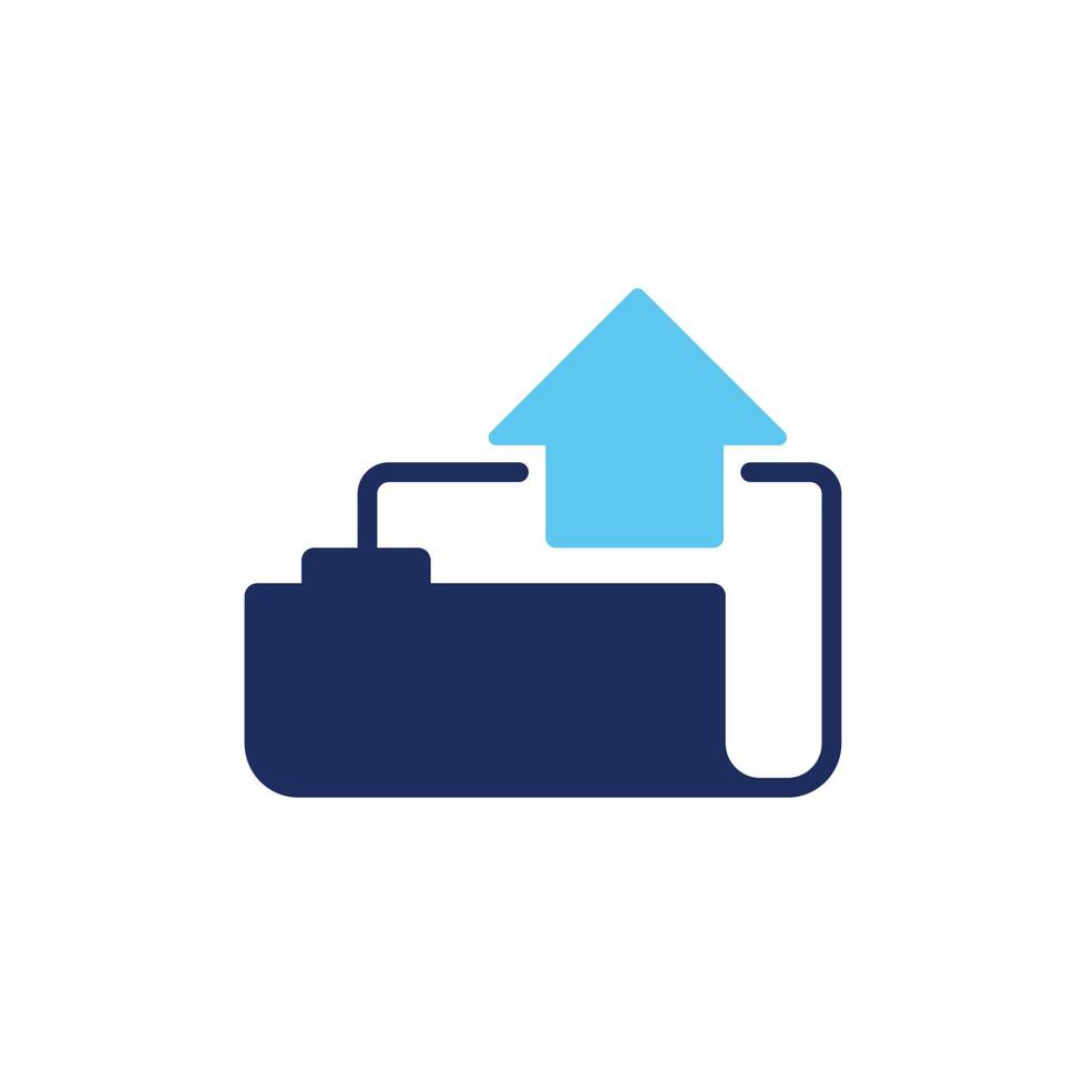 vector icon concept of folder and arrow up or upload data. Can be used for technology, education, office, company. Can be for web, website, poster, apps