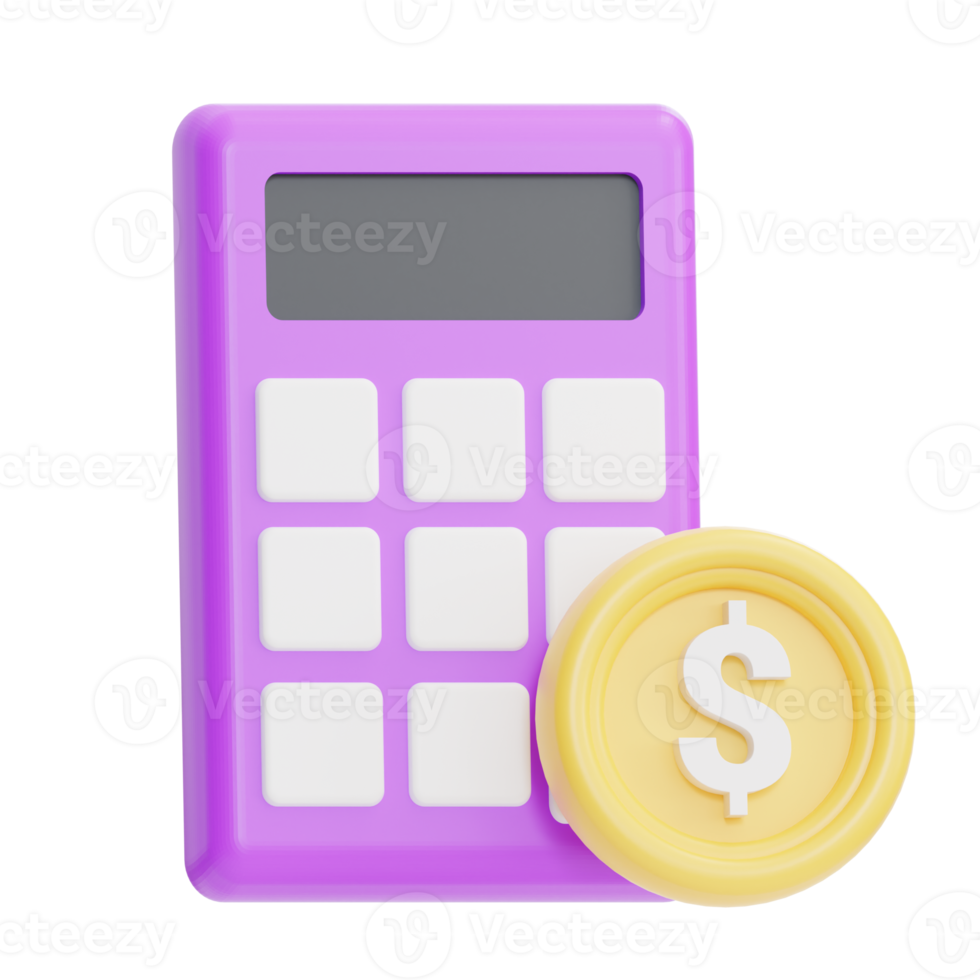 Business Icon, Calculator with Coin, 3D Illustration png