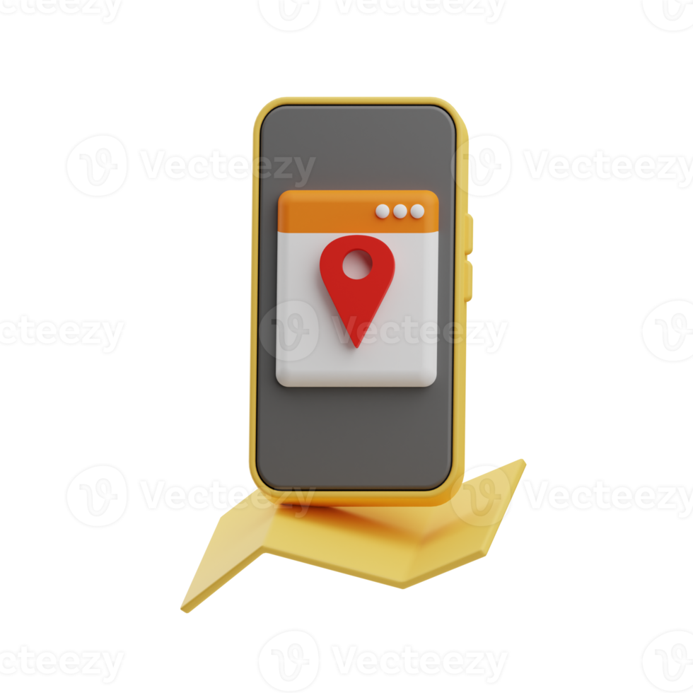 voyage, téléphone GPS, 3d icône illustration png