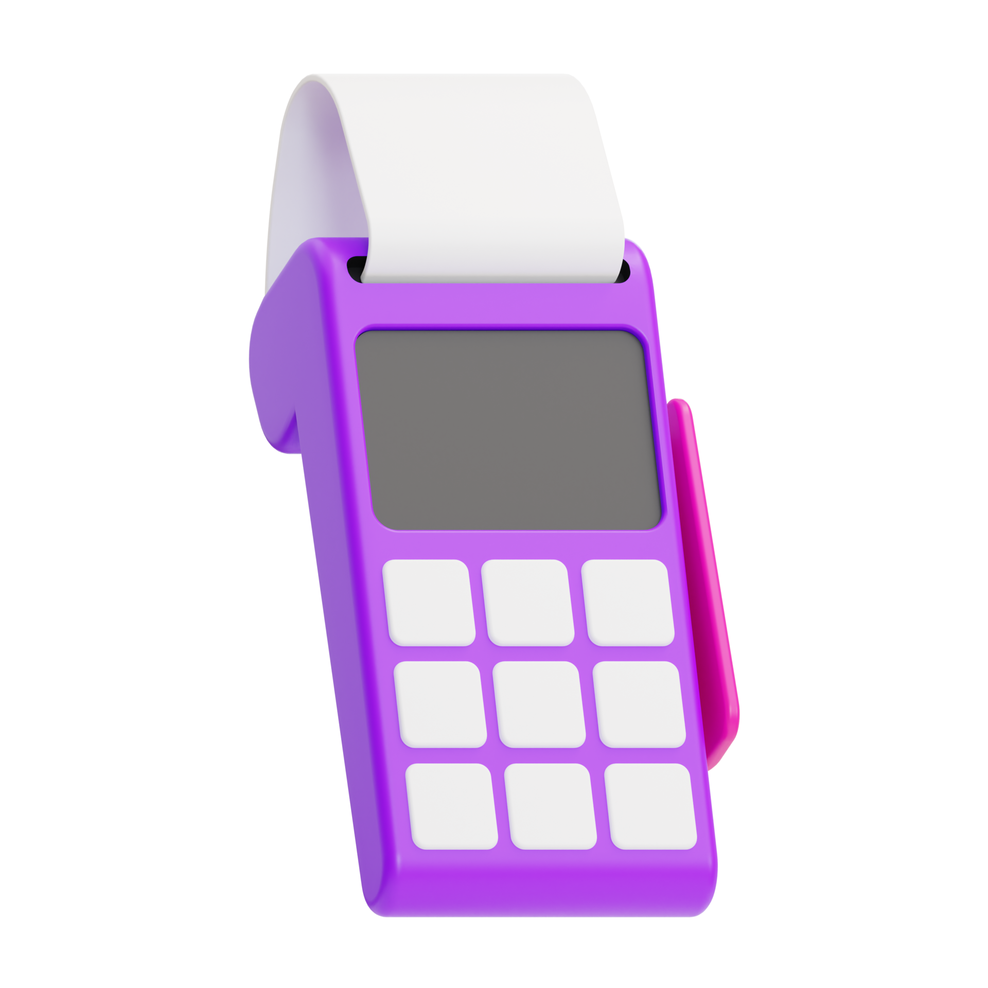 Accountant Payment, thermal printer, mobile mini, Icon 3D Illustration