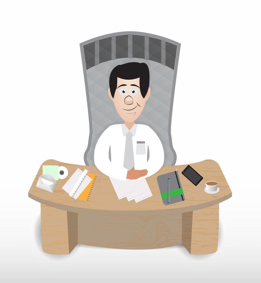 cartoon manager sitting on his desk vector