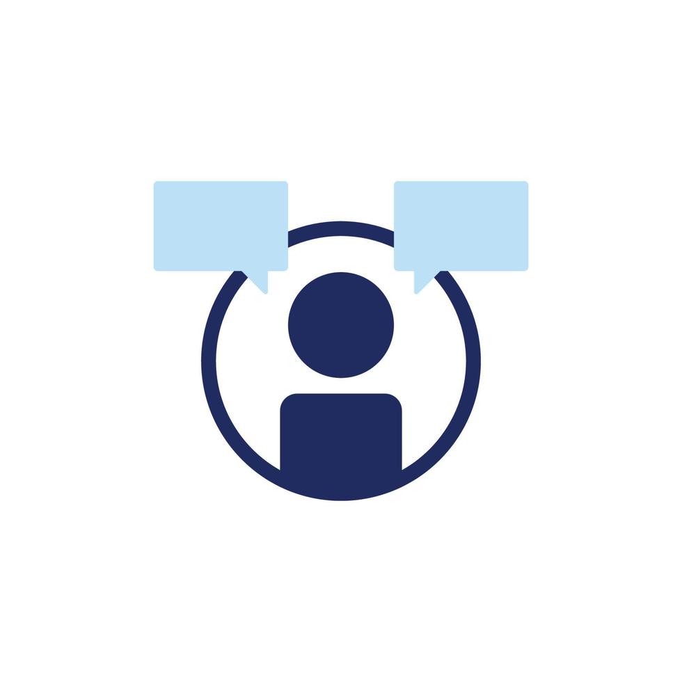 vector icon concept of questions and answers or support helpdesk assistance. Can be used for technology, services and platforms. Can be applied to web, website, poster, mobile apps, ads