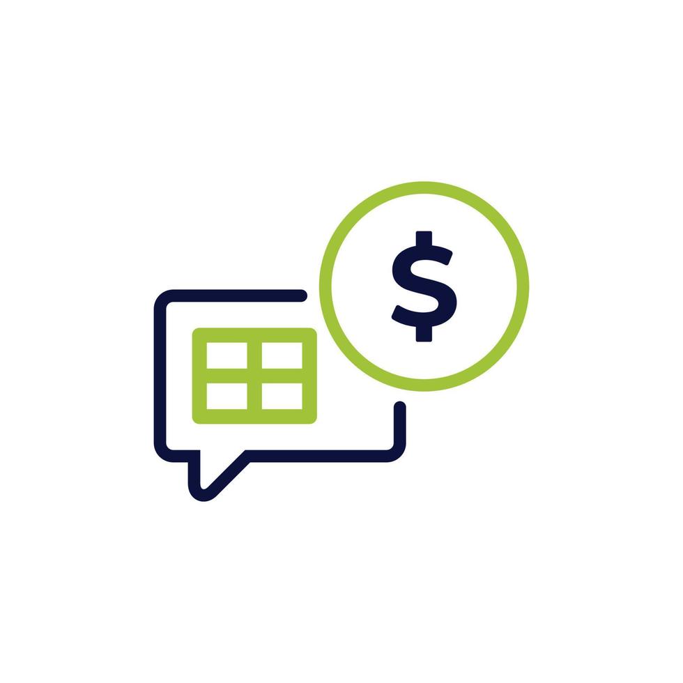 icon vector concept of Accounting and financial advice illustrated with comments, tables and dollar coin symbols. Can used for social media, website, web, poster, mobile apps