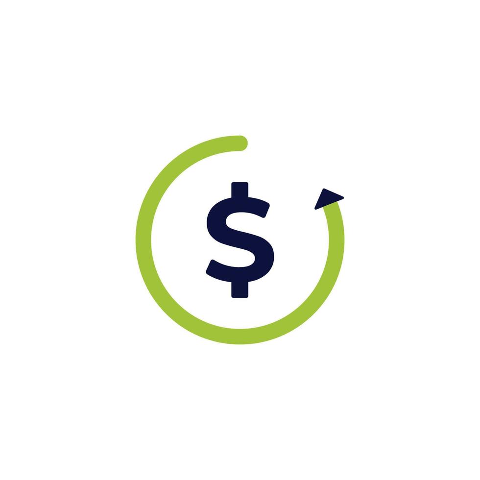 icon vector concept of dollar with circular line arrow for financial circulation in economy and banking. Can used for social media, website, web, poster, mobile apps