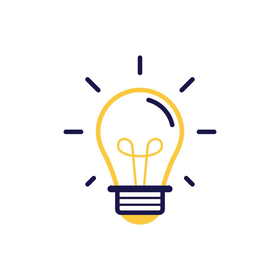 icon vector concept of basic or regular lamp shining and sparkling with curved wick in simple line style. Can used for social media, website, web, poster, mobile apps