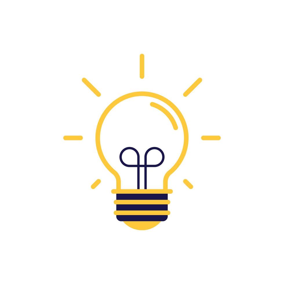 icon vector concept of basic or regular light bulb sparkling and shining in simple line style. Can used for social media, website, web, poster, mobile apps