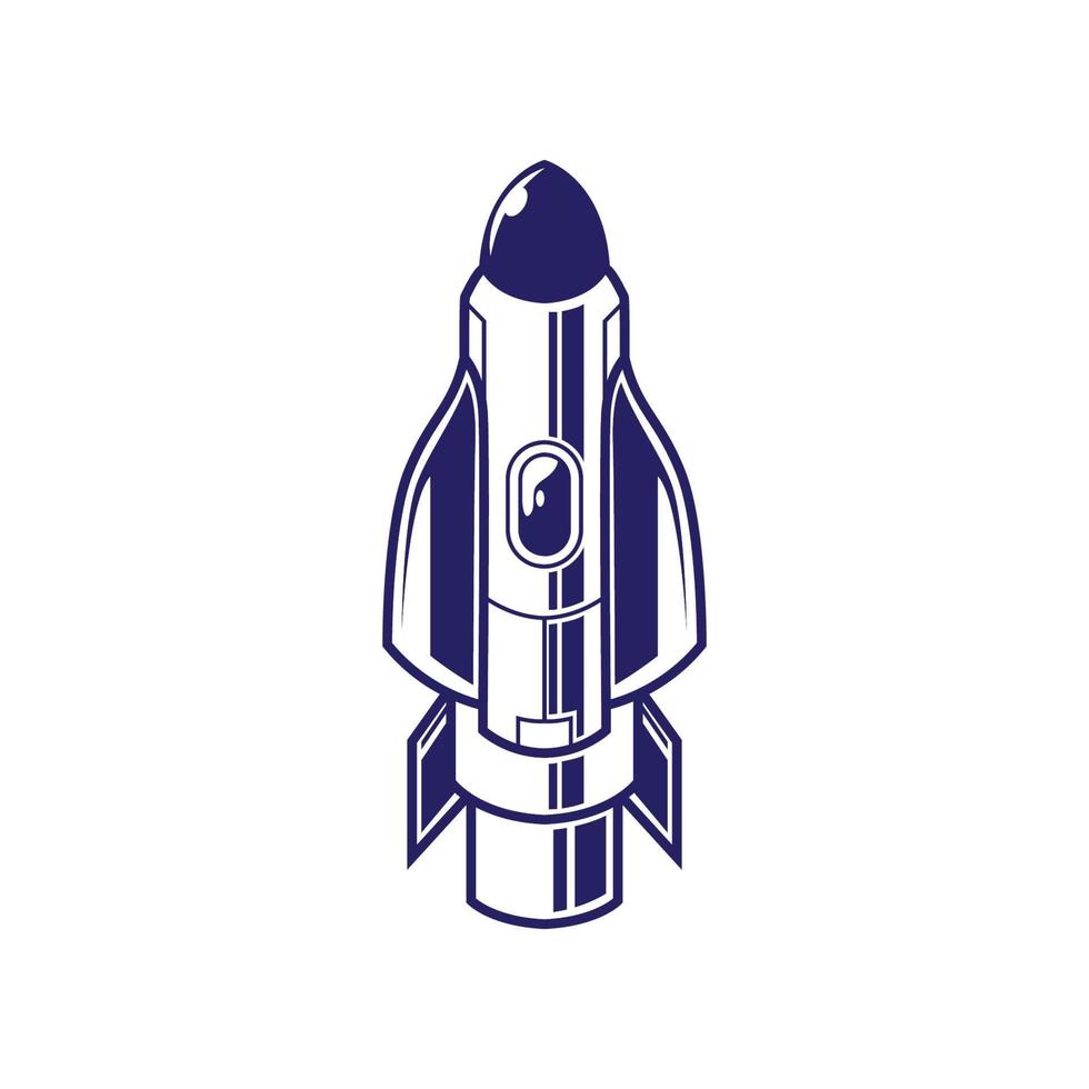 Rocket launch isolated white background vector