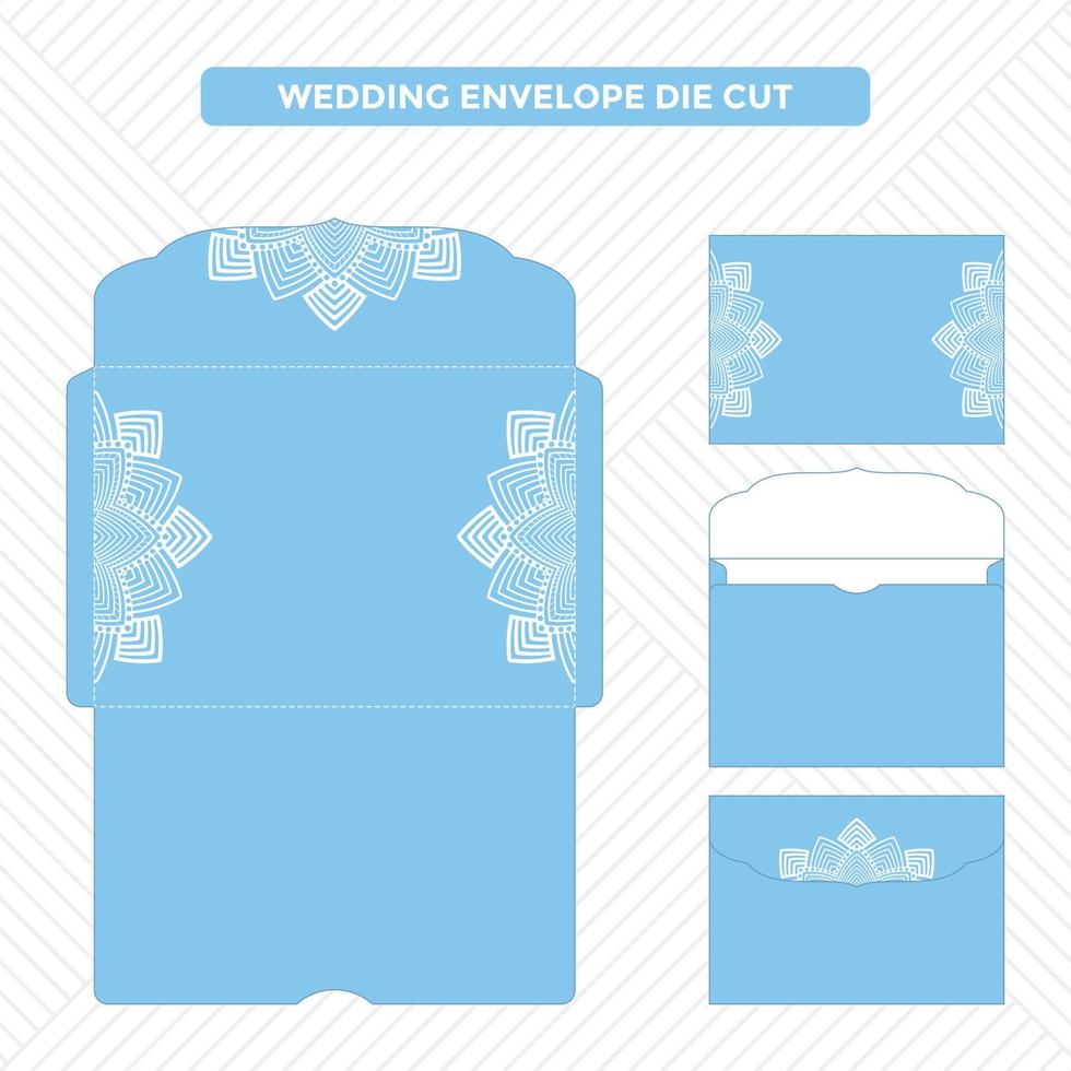 Wedding envelope die cut template vector