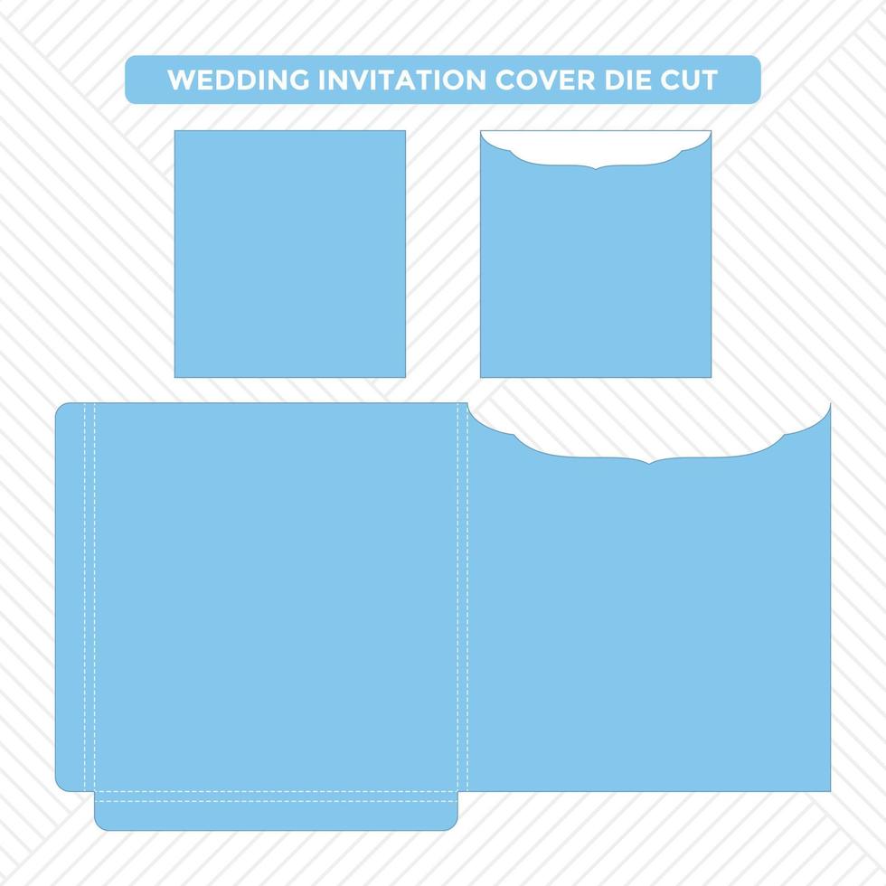 Wedding invitation cover die cut template vector