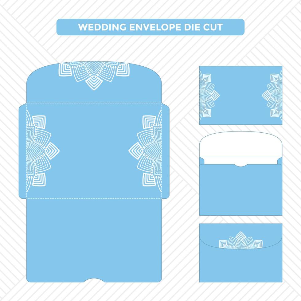 Wedding envelope die cut template with landscape orientation vector
