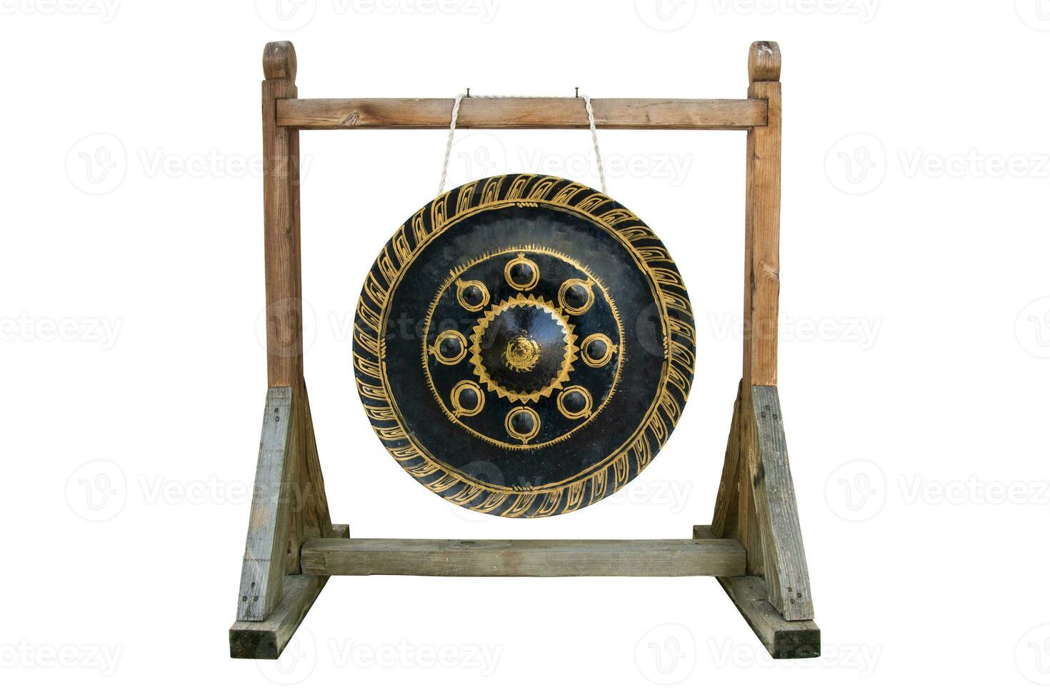 Thai traditional antique gong isolated on white background with clipping path photo