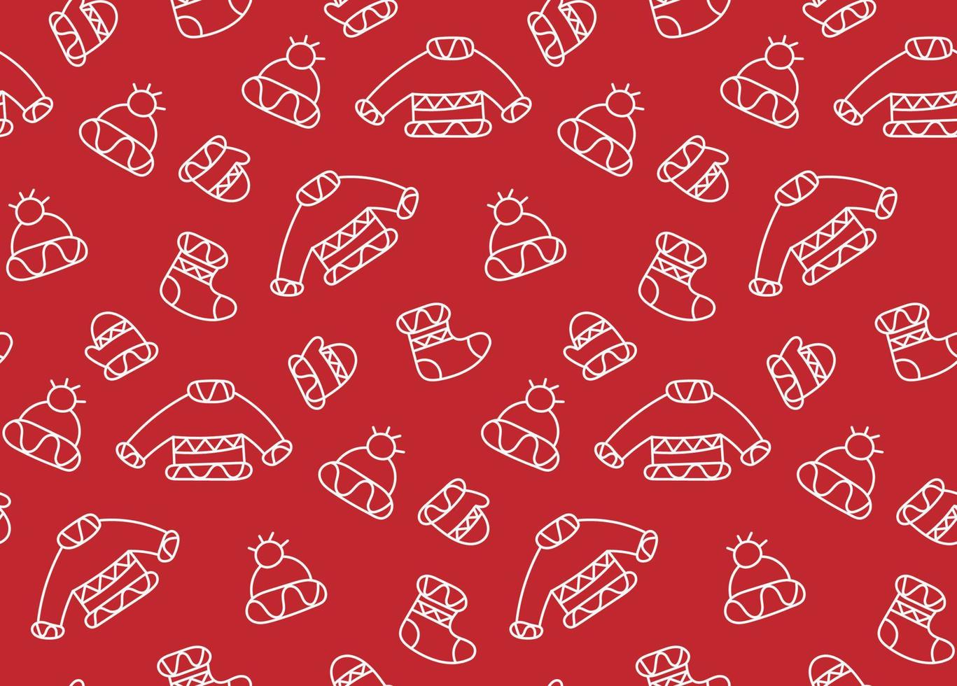 Vector pattern of socks, sweater, hat and mittens