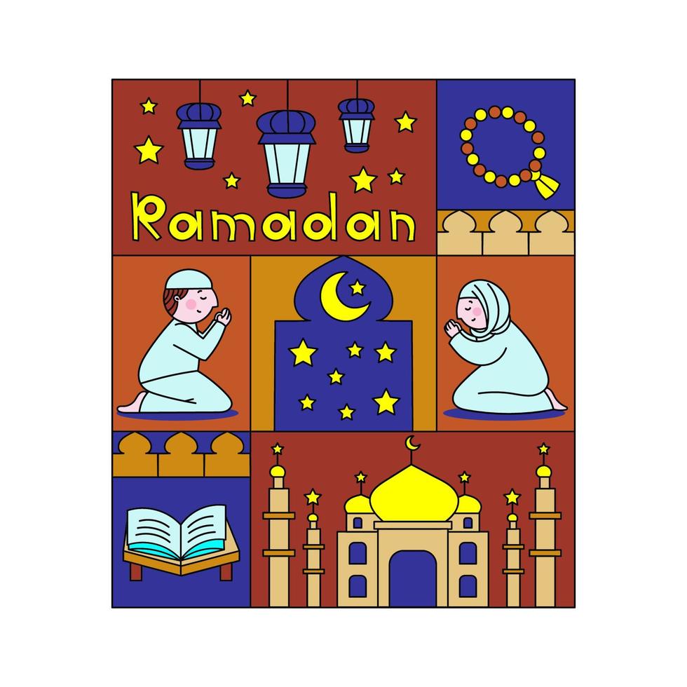 vistoso vector póster para Ramadán fiesta