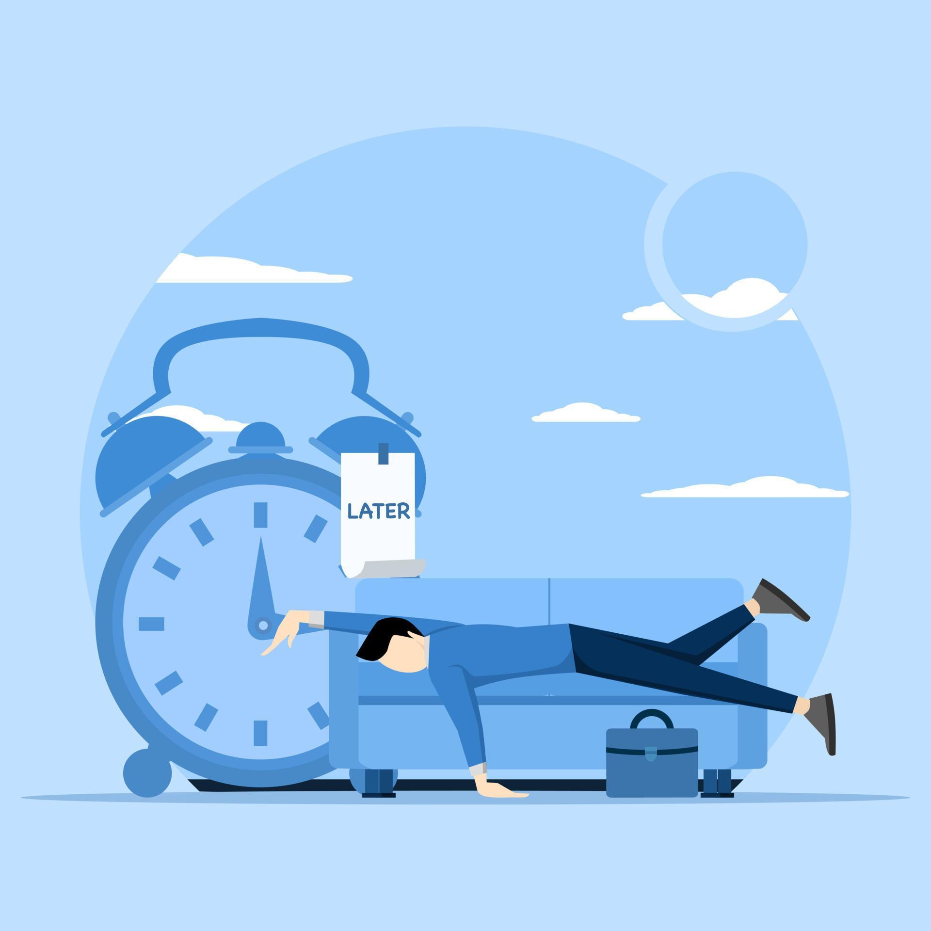 unproductive and excuse concept lazy man sleeping with no clue to wake