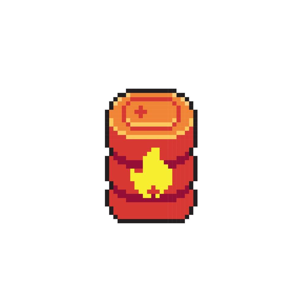 gasoline drum in pixel art style vector