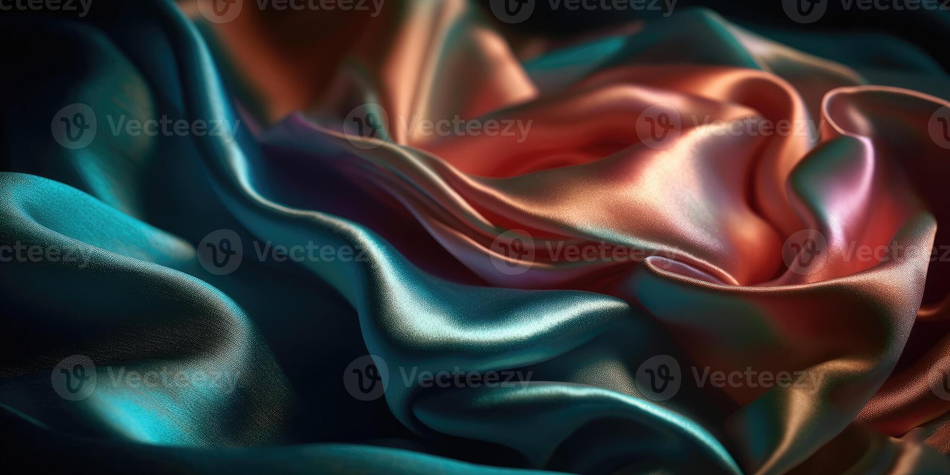 Luxury Silk Fabric Wallpaper with Wrinkles and Folds. Digital Iridescent and Wavy Material Background, Liquid Foil Gradient Image photo