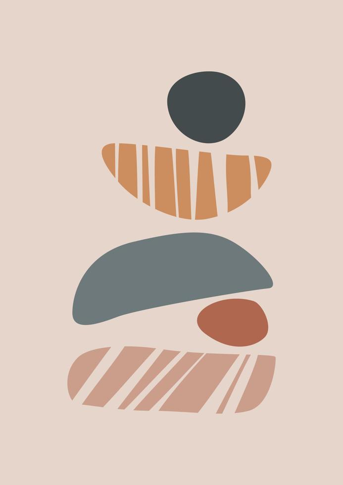 Modern abstract boho poster.  Earth tones organic shapes. Contemporary design for poster, banner,greeting card, flyer, social media post, story. Minimalist mid century style vector Illustration.