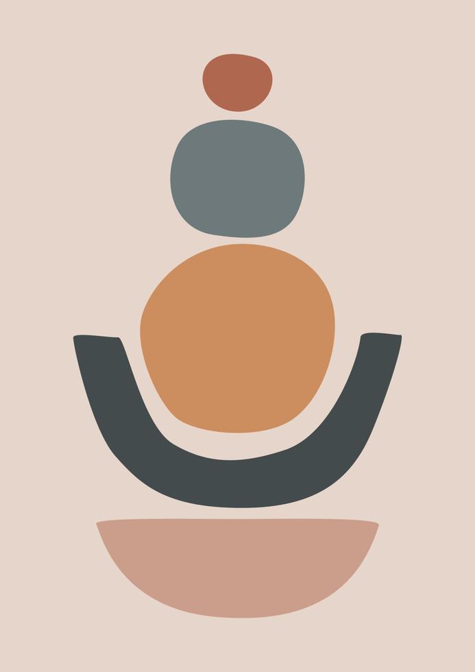 Modern abstract boho poster.  Earth tones organic shapes. Contemporary design for poster, banner,greeting card, flyer, social media post, story. Minimalist mid century style vector Illustration.