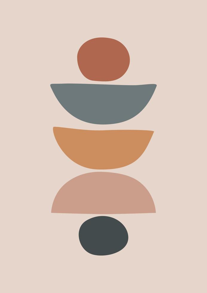 Modern abstract boho poster.  Earth tones organic shapes. Contemporary design for poster, banner,greeting card, flyer, social media post, story. Minimalist mid century style vector Illustration.